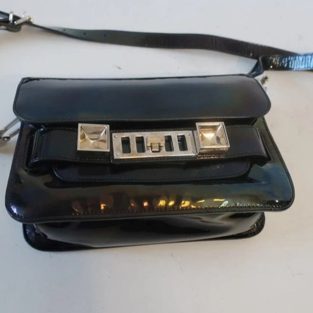 Authentic Proenza Schouler PS11 Black Holographic Patent Leather Shoulder Bag - Picture 3 of 16